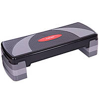 Степ-платформа для фітнесу та аеробіки 3 рівня висоти Zelart FI-6292 78x29x10+5+5см чорний-сірий