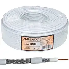 Кабель коаксіальний RG-6 (F690BV) EPLEX, одножильний, CCS, 96%, білий, 100 м