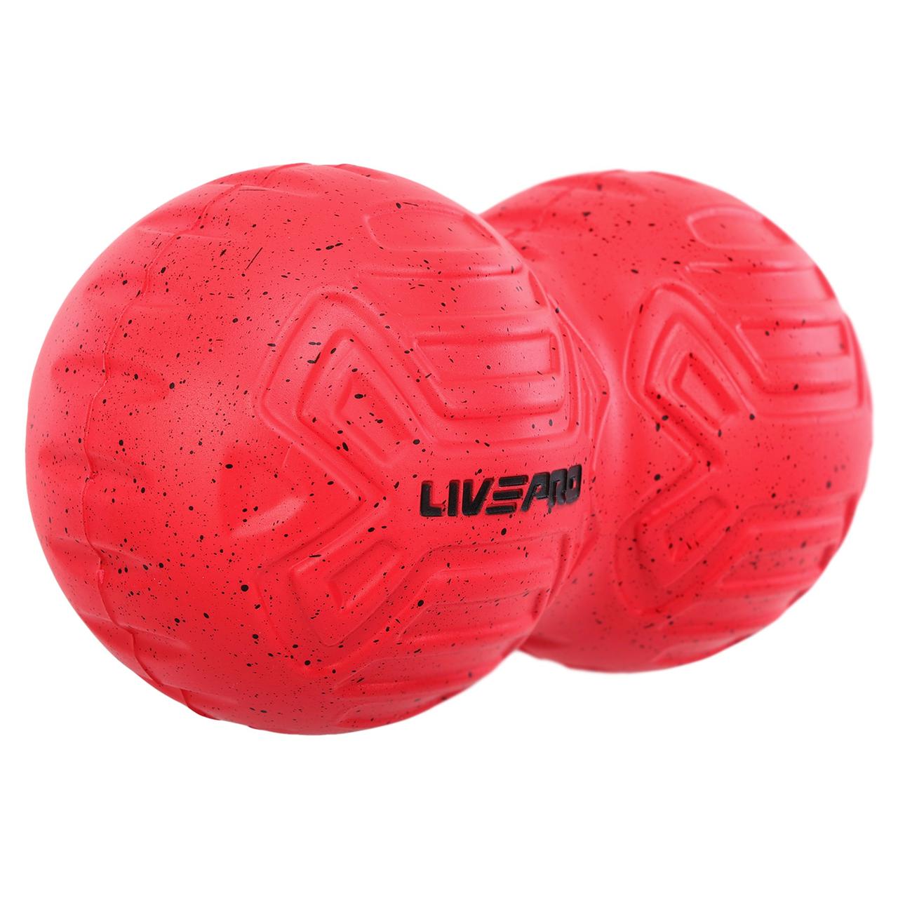 М'яч масажний подвійний для МФР та самомасажу Duoball LivePRO Peanut massage ball LP8509 ø19,4см червоний