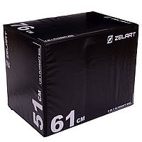 Бокс пліометричний тумба для кросфіту Пліобокс Plyo box Record TA-3277 1шт 51-61-76см чорний