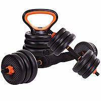 Набір трансформер гантелі гиря штанга упори 6в1 FED SC-80016-20 20кг чорний