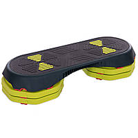 Степ-платформа для фітнесу та аеробіки 3 рівня висоти MDBuddy FI-2587 108x42x10-20см чорний-зелений