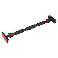 Турник у дверний отвір розсувний з рівнем для вимірювання кутового відхилення CIMA FI-6184 65-100см чорний-червоний