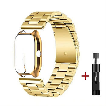 Комплект для годинника Amazfit GTS4 золотистий (чохол + ремінець Rolex design 20 мм)