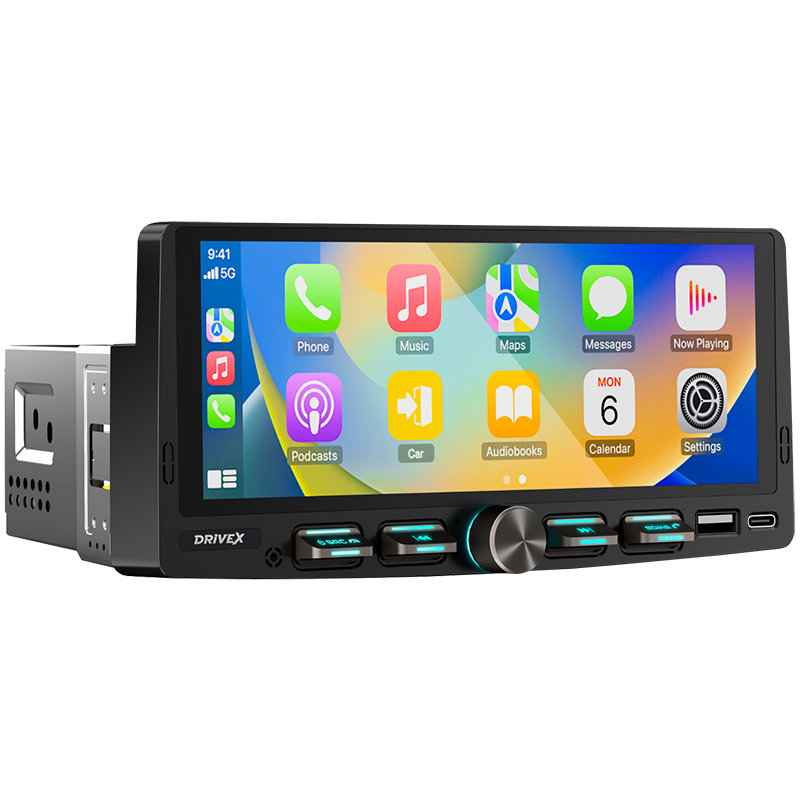 Автомобільний мультимедійний центр 2-Din 7" з бездротовим CarPlay та Android Auto - DriveX LNX-7100 1-Din 7"