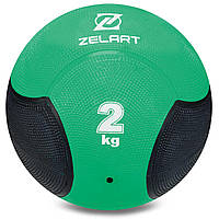 Медбол м'яч медичний Medicine Ball Zelart FI-5121-2 2кг зелений-чорний