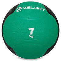 Медбол м'яч медичний Medicine Ball Zelart FI-5121-7 7кг зелений-чорний
