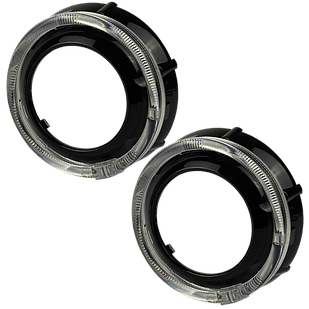 Маска декоративна для автомобільних фар DriveX MS A-105 3.0" Black White+Yellow з вбудованою підсвіткою