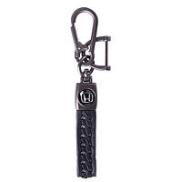 Брелок шкір. зам. довгий із косичкою скоба+карабін HONDA