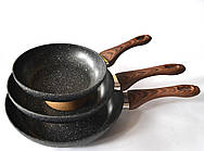 Набір сковорідок A-PLUS 3014 (20 см, 24 см, 28 см) мармурове покриття