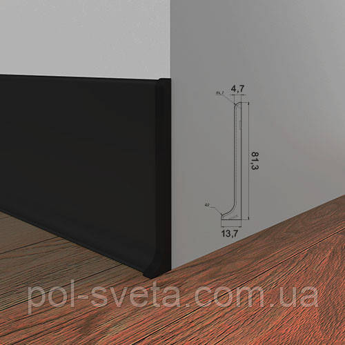 Заглушки на алюмінієвий плінтус 80 мм, пара ( чорна), фото 1