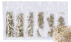 Набір страз холодної фіксації. Premium Crystal SS3-SS10 Non-hot Fix 1440шт ( золота підкладка)