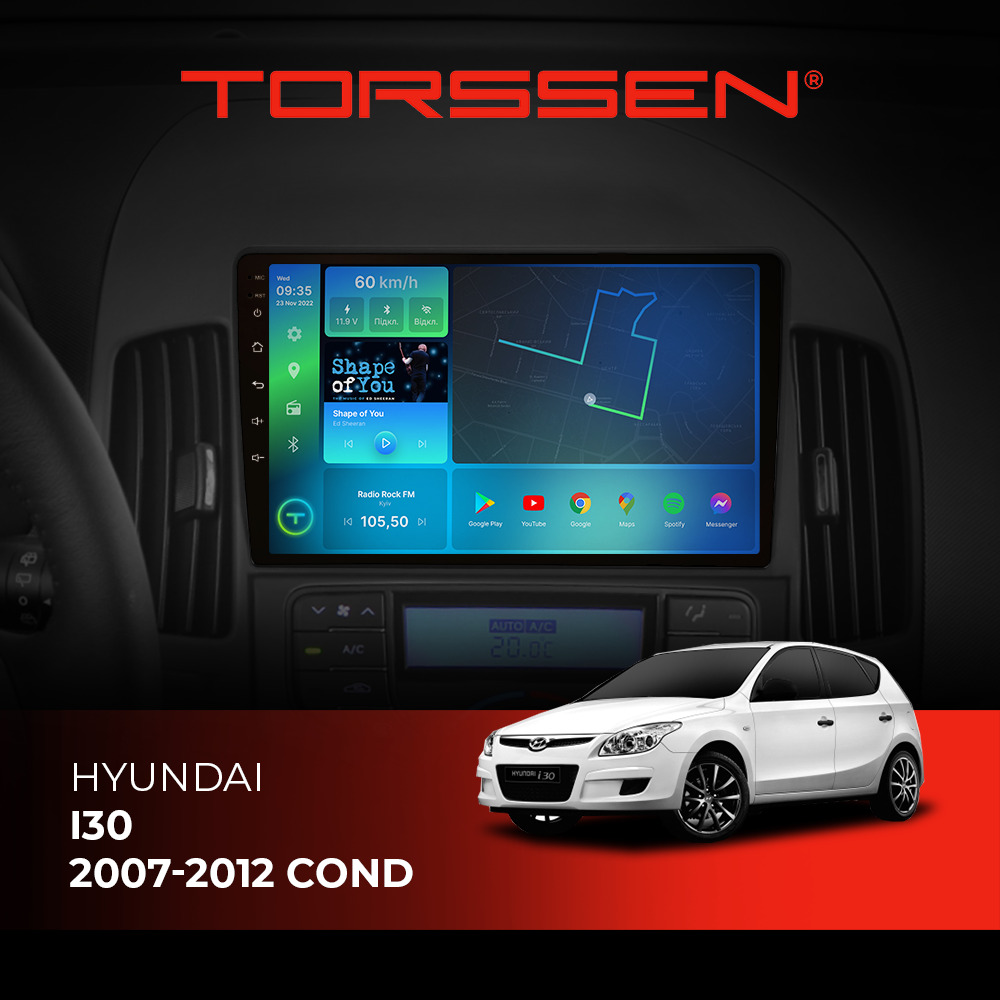 Штатна магнітола Torssen Hyundai i30 2007-2012 cond F98256 4G Carplay DSP