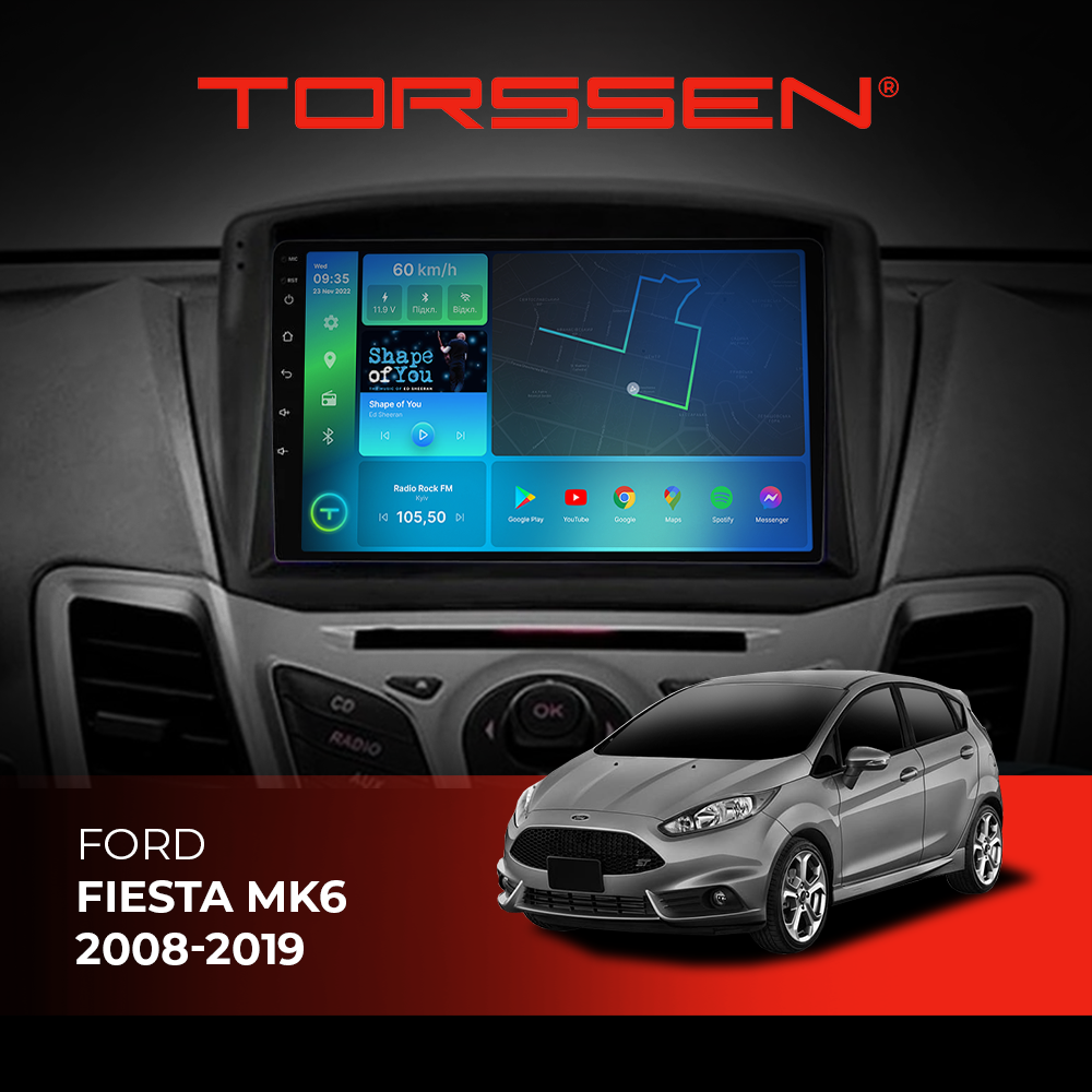 Штатна магнітола Torssen Ford Fiesta MK6 08-19 F96128 4G Carplay