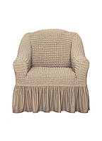 Чохол на крісло з оборкою жатка креш універсальний стрейчевий натяжний Kaspi Туреччина