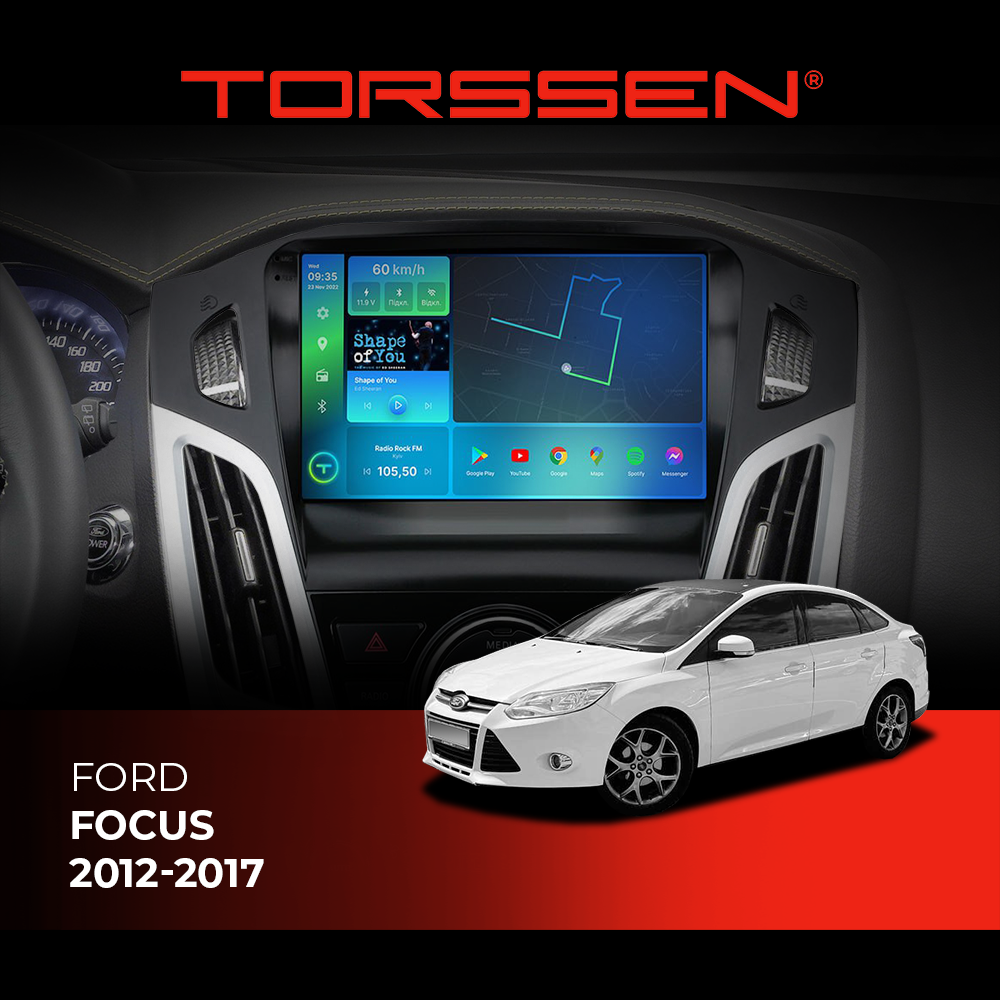 Штатна магнітола Torssen Ford Focus 12-17 чорна/сіра з кнопками F96128 4G Carplay DSP