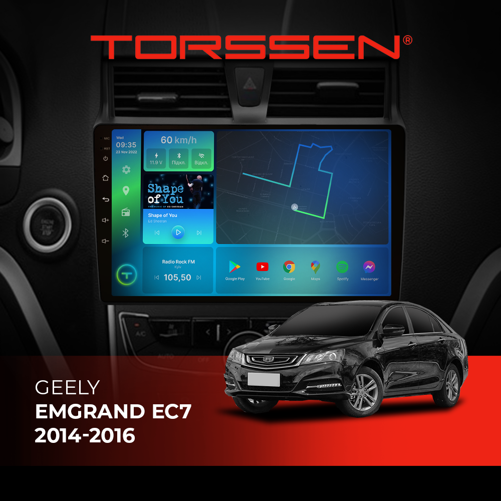 Штатна магнітола Torssen Geely Emgrand EC7 2014-2016, Emgrand 7 2016+ F96128 4G Carplay DSP