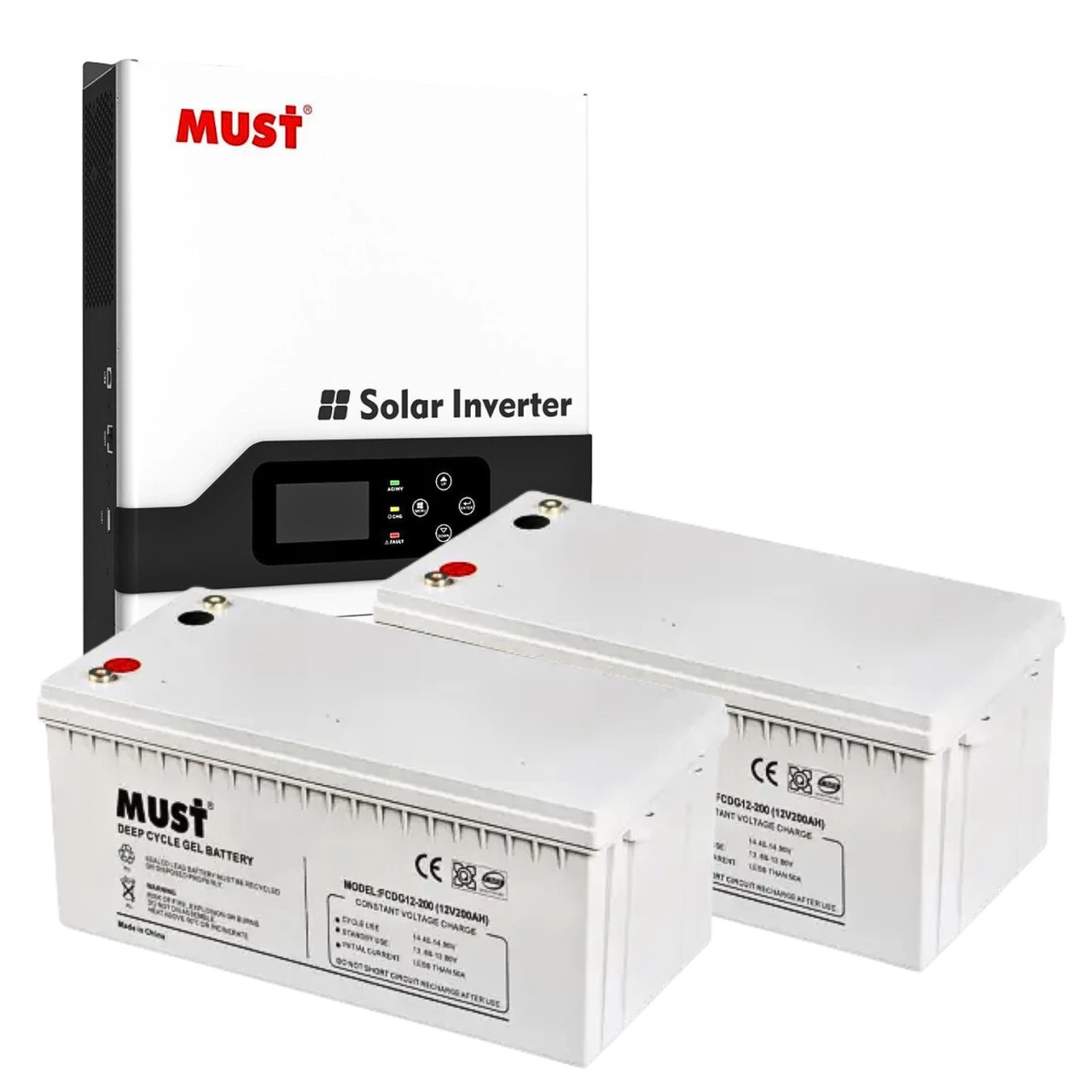 Комплект резервного живлення 3 кВт з інвертором MUST PV18-3224 VPM та акумулятором Must Gel 12-200 Ah, фото 1