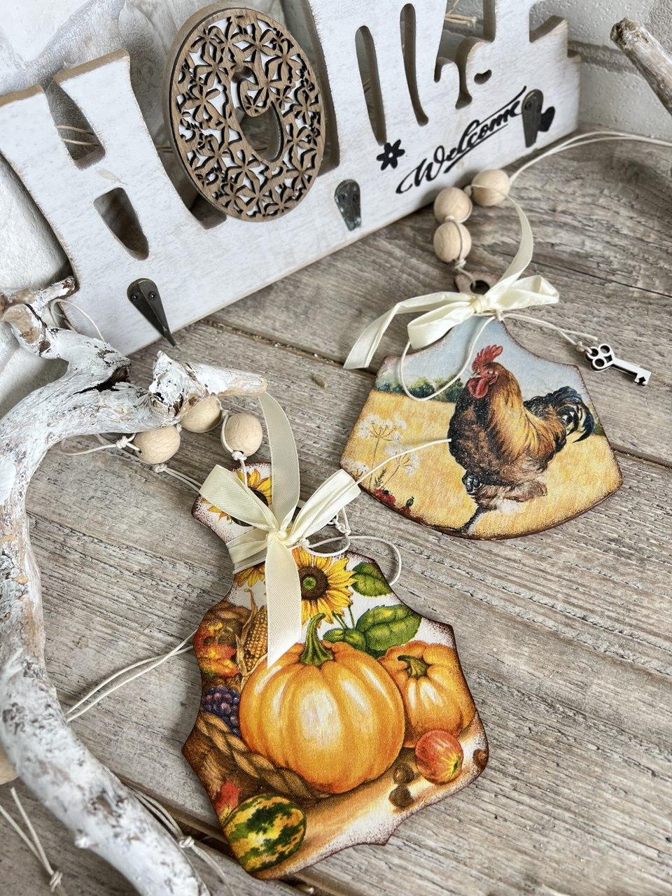 Великодня ретро підвіска "Фруктова казка", декор на Пасху, Великодня прикраса, ручна робота h-15 см, фото 1