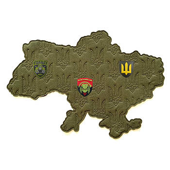 Велкро панель для шевронів та патчів 70х50 см Мапа України Тризуби Олива