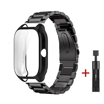 Комплект для годинника Amazfit GTS4 чорний (чохол + ремінець Rolex design 20 мм)