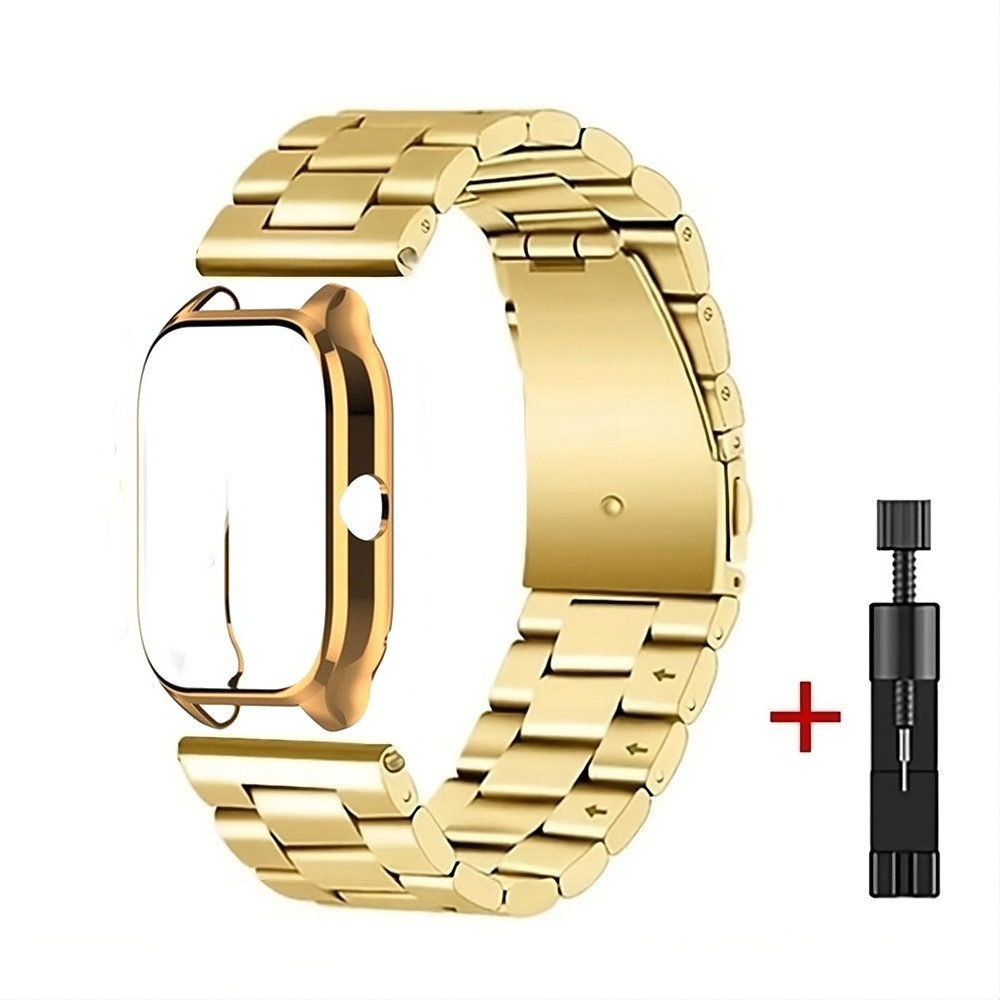 Комплект для годинника Amazfit GTS4 золотистий (чохол + ремінець Rolex design 20 мм), фото 1