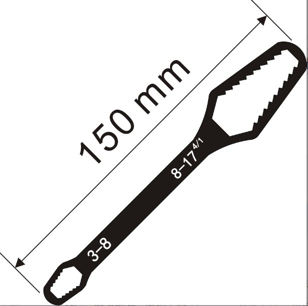 Універсальний ключ Torx 3-17 мм, що самозатягується, регульований ключ із подвійною головкою, гайковий ключ, Black