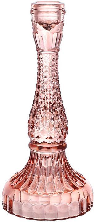 Подсвечник стеклянный "Crystal Glass" Ø11х22см, розовое стекло