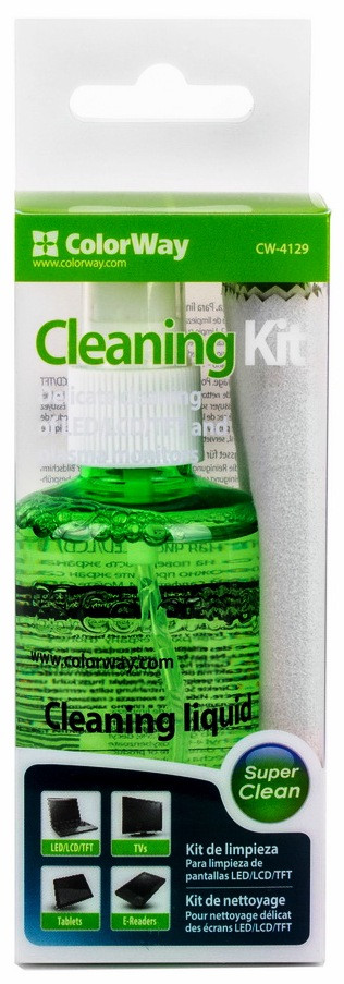 Чистячий набір ColorWay 2в1 спрей+серветка для LCD/TFT/ ноутбуків (CW-4129), фото 1