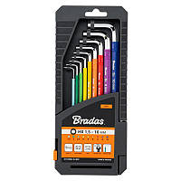 Набір шестигранних ключів з кулястим наконечником 
HX 1,5- 10 мм 9 шт. різнокольорові / подовжені, DIY-HKB62-EL/BOX