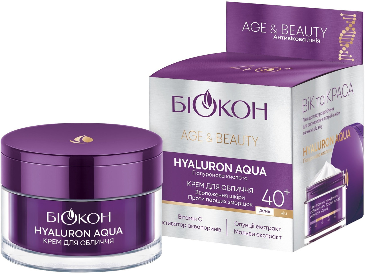 Крем для обличчя Біокон Age & Beauty Hyaluron Aqua 40+ 50 мл
