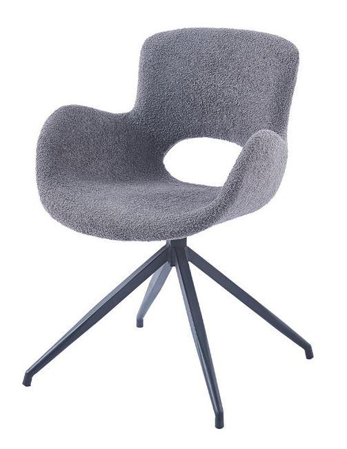 Стілець поворотний Gerda каркас метал чорний, тканина букле Сіра (IntarsioTM)