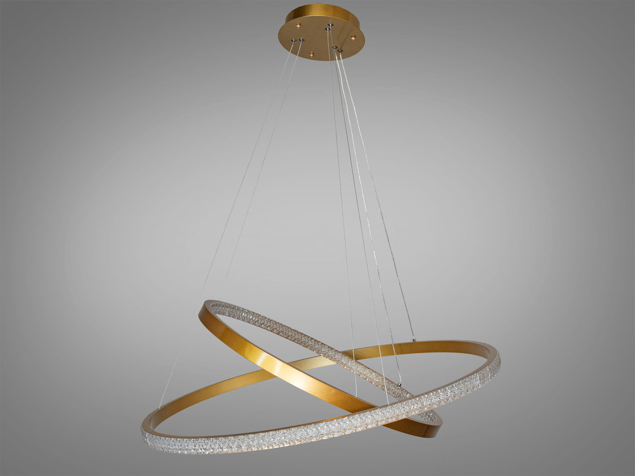 Дизайнерська LED люстра у спальню з пультом, золото, 100W на 15м2, фото 1