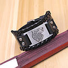 Браслет чоловічий шкіряний Wolf Power Silver широкий, фото 6