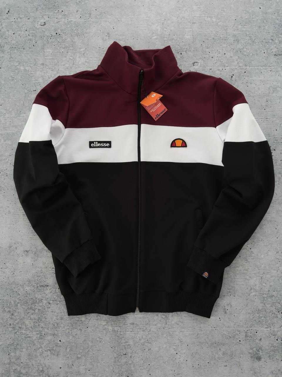 Ellesse кофта олімпійка жіноча весняна осіння літня на блискавці еліс чорно-бордова
