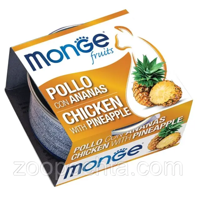 Вологий корм для кішок Monge (Монж) Fruits Chicken Flakes with Pineapple з куркою та ананасом 80 гр