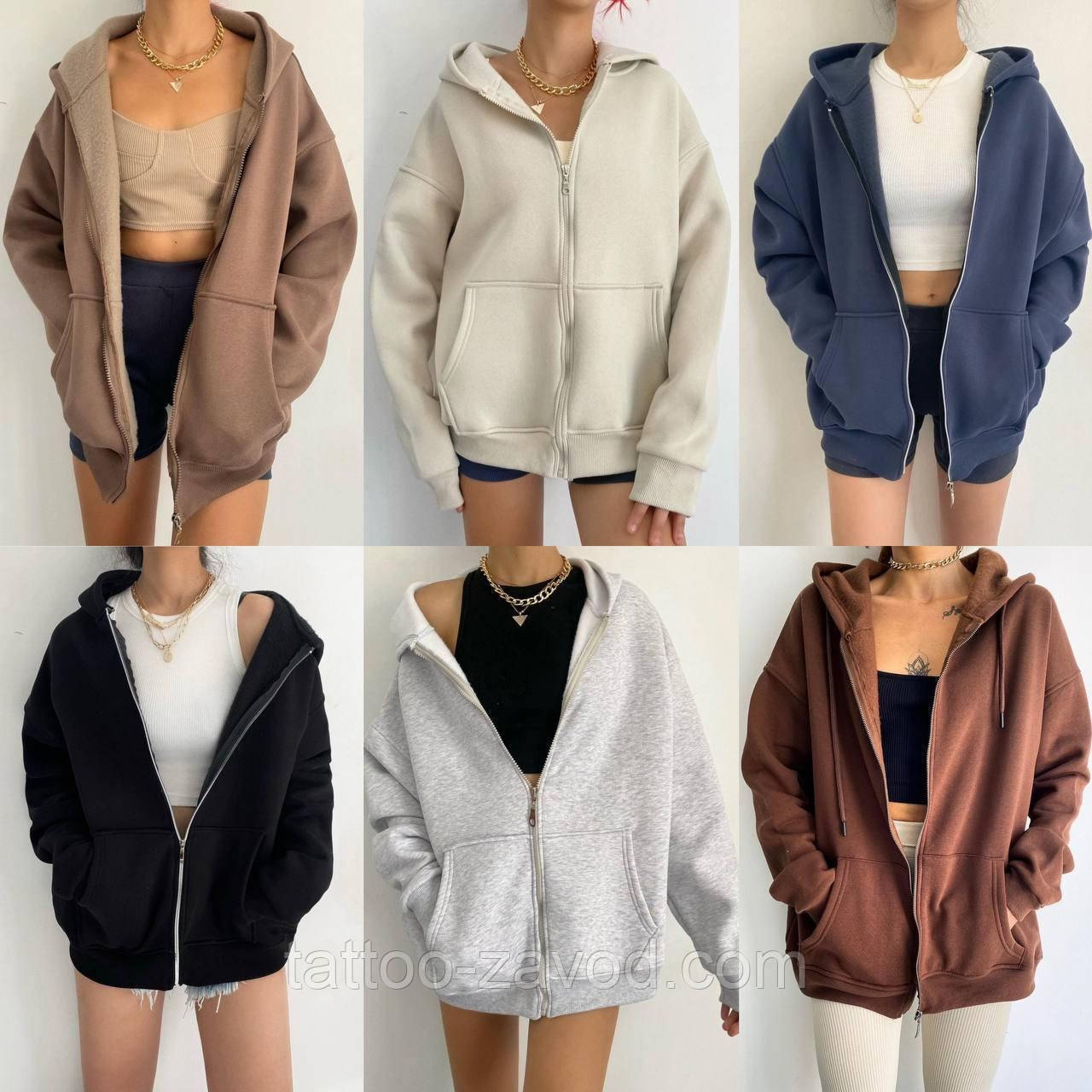Тепла толстовка жіноча на блискавці тринитка на флісі з капюшоном і кишенями 42-46 48-52, фото 1