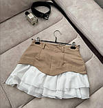 Жіноча джинсова спідниця з імітацією баски та воланами, фото 10