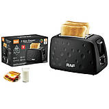 Тостер на 2 скибочки хліба з регулятором RAF R 502 Чорний, фото 9