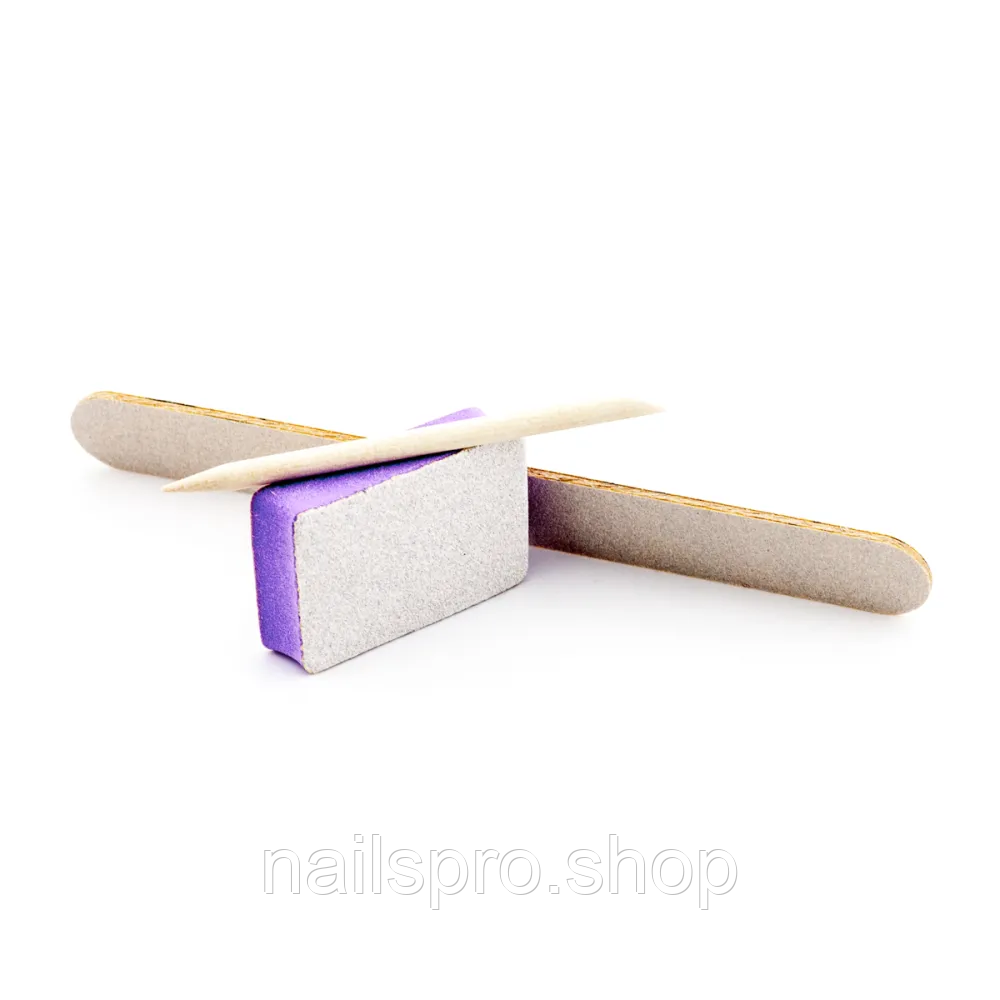 Набір для манікюру індивідуальний FRC (міні-пилка 100/180 + міні-баф 150/180 + апельсинова паличка), фото 1