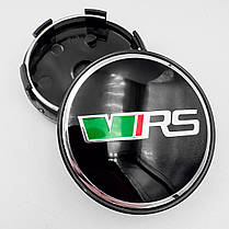 Ковпачки (заглушки) на литі диски SKODA VRS (Шкода) 60 мм Напис VRS Чорні - Хром обідок, фото 3