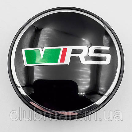 Ковпачки (заглушки) на литі диски SKODA VRS (Шкода) 60 мм Напис VRS Чорні - Хром обідок, фото 1