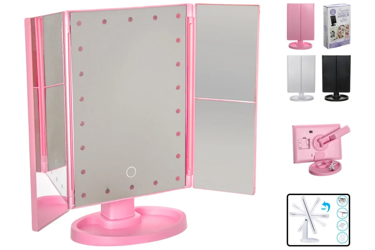 Дзеркало таке для макіяжу Mirror з LED-підсвіткою BLACK YU227