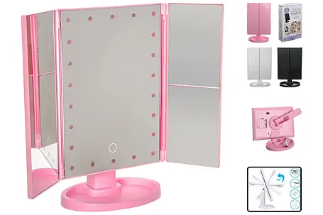 Дзеркало таке для макіяжу Mirror з LED-підсвіткою BLACK YU227, фото 1