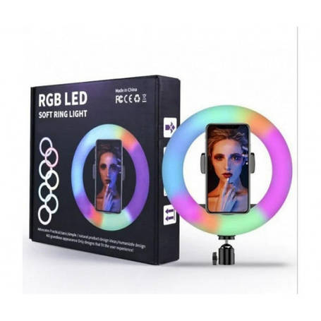 Кільцева світлодіодна лампа кольорова RGB MJ33 (33 см) функціональна лампа для фото та відео YU227, фото 1