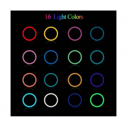 Кільцева світлодіодна лампа кольорова RGB MJ33 (33 см) функціональна лампа для фото та відео YU227, фото 3