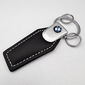 Брелок для ключів шкіряний для BMW (БМВ) чорний з білою ниткою