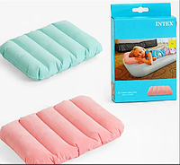Intex Надувная подушка подголовник 68676 NP цветная, 2 цвета(розовая и бирюзовая ), 43х28х9см, материал ПВХ