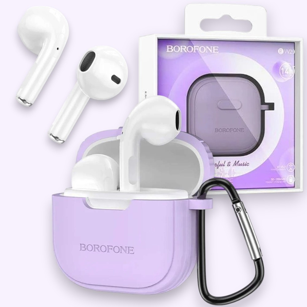 Бездротові навушники AirPods Borofone BW29 Taro Purple блютуз навушники для айфона гарнітура, фіолетові