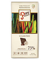 Шоколад чорний «Pure Delight» 75% какао з протеїном зі стевією 90 г STEVIASUN OST-1515
